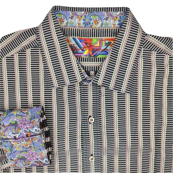 Robert Graham Classic Fit Flip Cuff Floral Button Front Shirt Mens Size XL - Picture 1 of 6